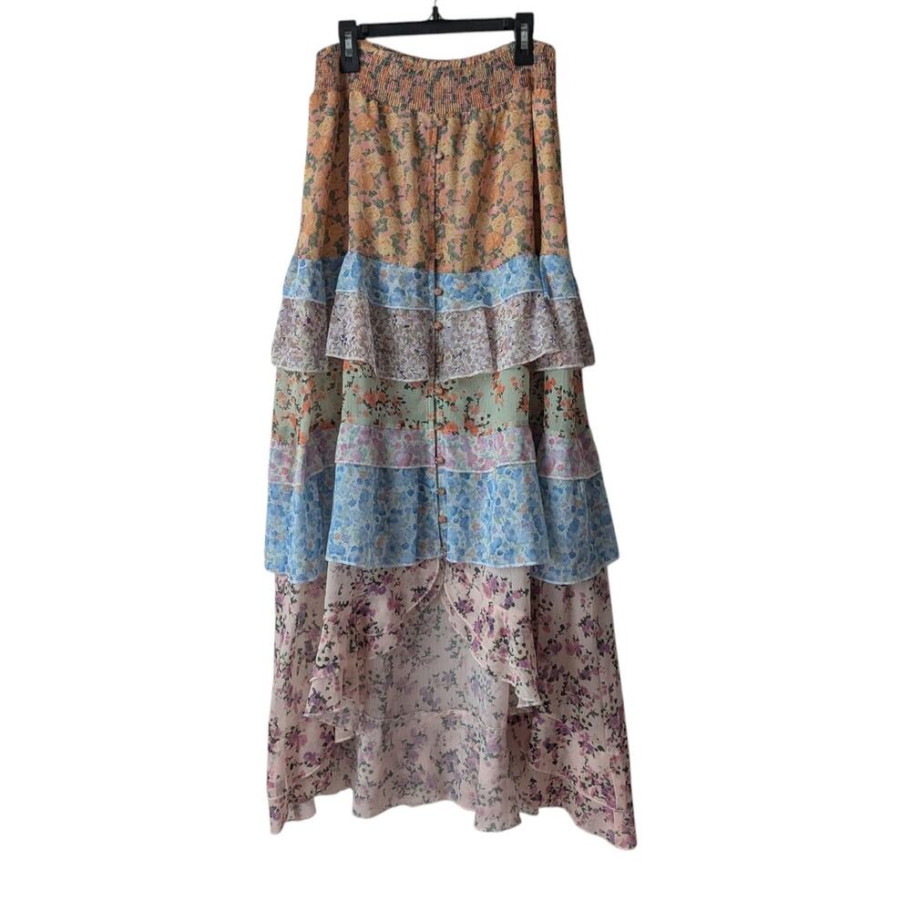 Mazik floral layered midi maxi skirt